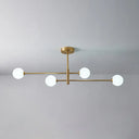 Post-Modern Gold Metal Chandelier With Glass Shades - Ideal For Living Room 4 / Cream