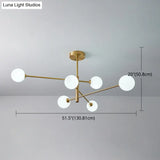 Post-Modern Gold Metal Chandelier With Glass Shades - Ideal For Living Room