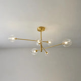 Post-Modern Gold Metal Chandelier With Glass Shades - Ideal For Living Room 6 / Clear
