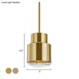 Post Modern Iron 1-Light Cylinder Pendant Ceiling Light In Gold/Bronze For Living Room