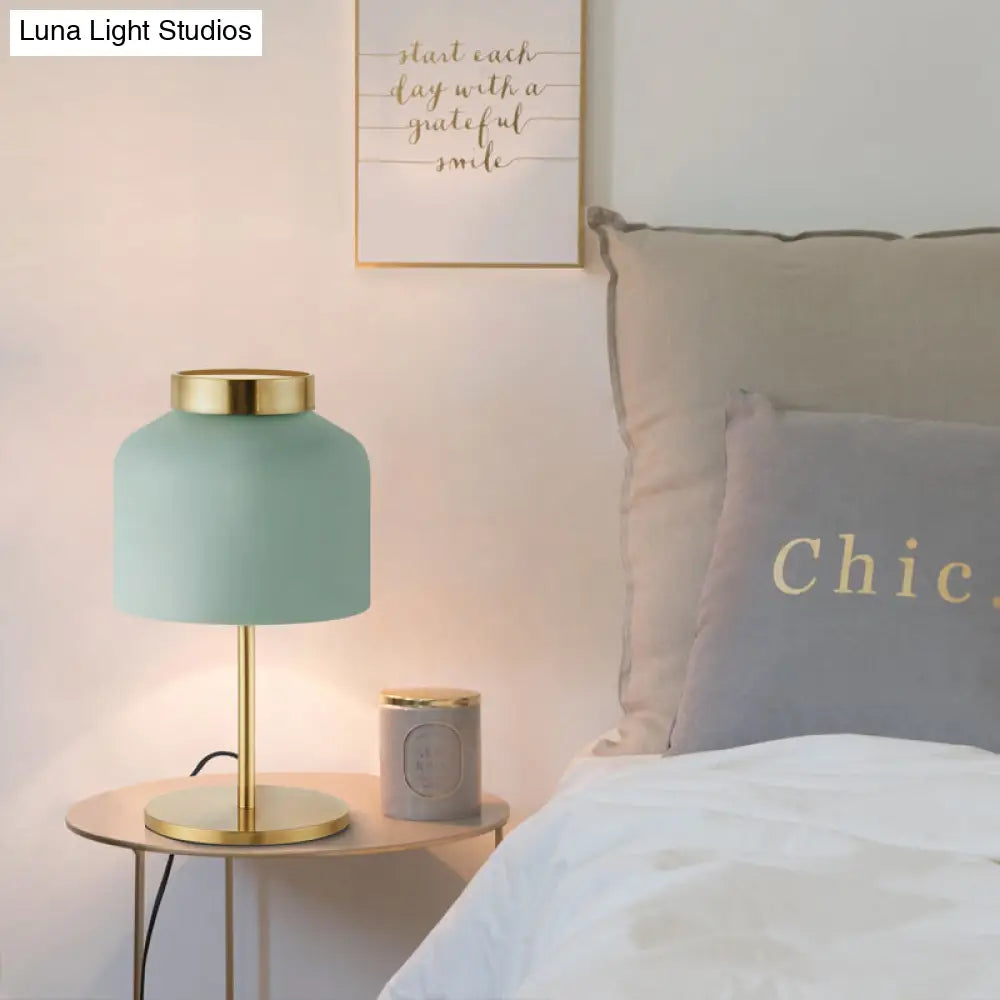 Post-Modern Metal Nightstand Lamp With White/Blue 1 Bulb For Dining Room