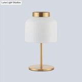 Post-Modern Metal Nightstand Lamp With White/Blue 1 Bulb For Dining Room