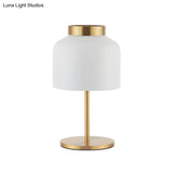 Post-Modern Metal Nightstand Lamp With White/Blue 1 Bulb For Dining Room
