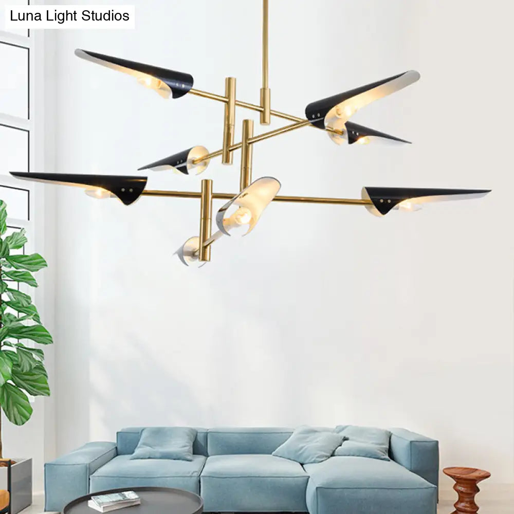 Post-Modern Metallic Burst Chandelier Light For Living Room