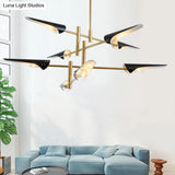Post-Modern Metallic Burst Chandelier Light For Living Room