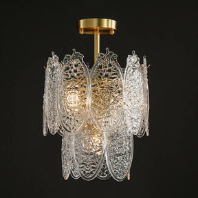 Post-Modern Textured Glass Gold Chandelier Pendant Light For Living Room 4 /