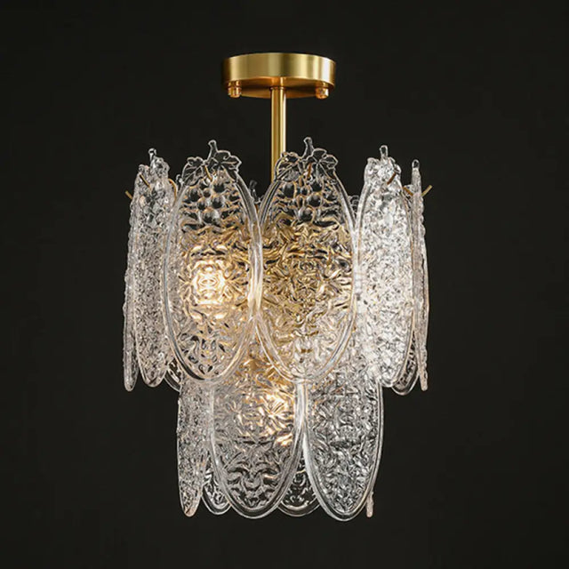 Post-Modern Textured Glass Gold Chandelier Pendant Light For Living Room 4 /