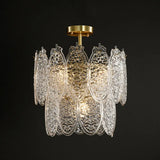 Post-Modern Textured Glass Gold Chandelier Pendant Light For Living Room 6 /
