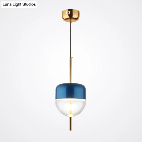 Postmodern 1-Light Blue Jar Pendant Ceiling Light With Clear Glass Shade