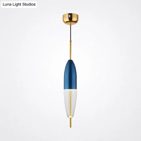 Postmodern 1-Light Blue Jar Pendant Ceiling Light With Clear Glass Shade