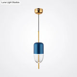 Postmodern 1-Light Blue Jar Pendant Ceiling Light With Clear Glass Shade