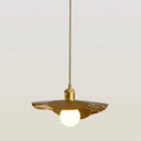 Postmodern 1-Light Brown Hammered Metal Lotus Leaf Pendant Ceiling Lamp / 12’