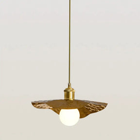 Postmodern 1-Light Brown Hammered Metal Lotus Leaf Pendant Ceiling Lamp / 12’