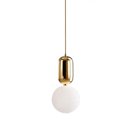 Postmodern 1-Light Pendant Lamp With Milky Ball Glass Shade - White/Gold 6’/8’/12’ Dia Gold / 8’