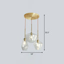 Postmodern 3-Head Gemstone Glass Pendant Light With Brass Finish Clear