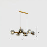 Postmodern 8-Head Glass Island Pendant For Dining Room Lighting Gold / Smoke Grey
