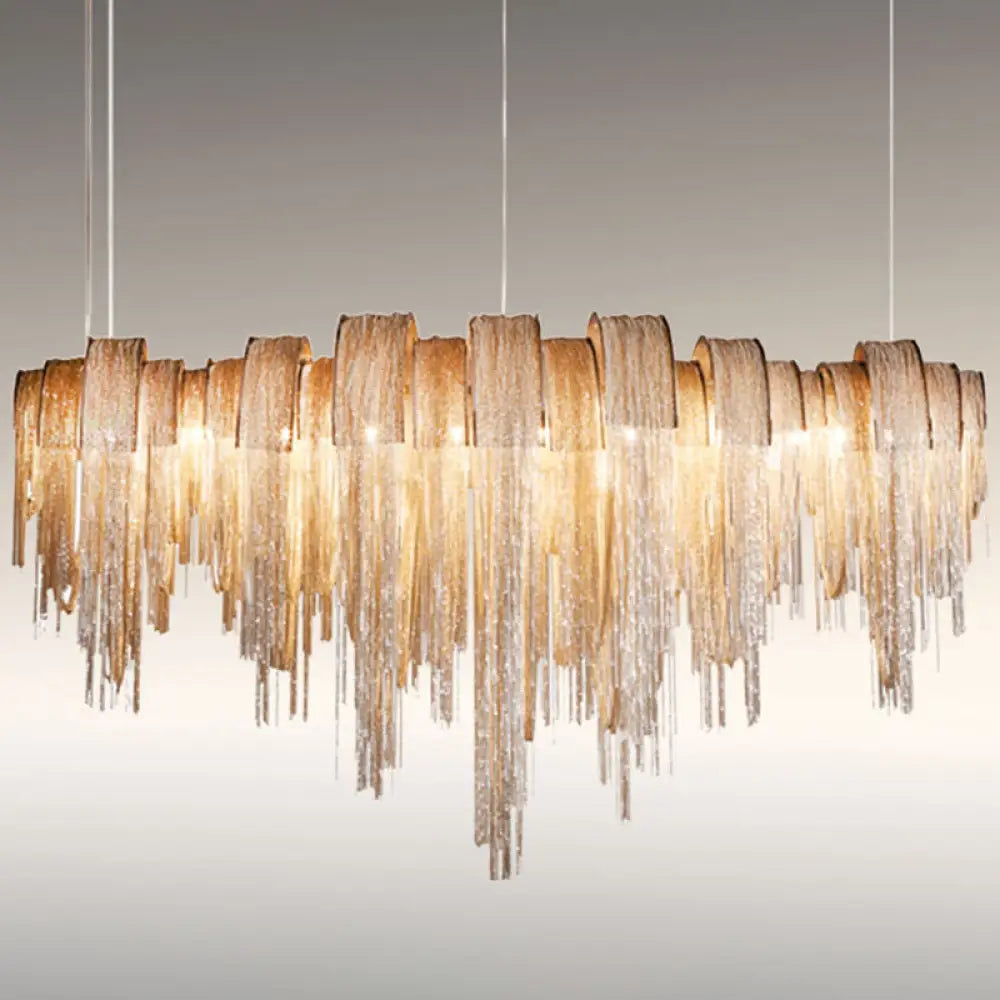 Postmodern Aluminum Tassel Pendant Lighting With 10 Bulbs - Island Ceiling Light