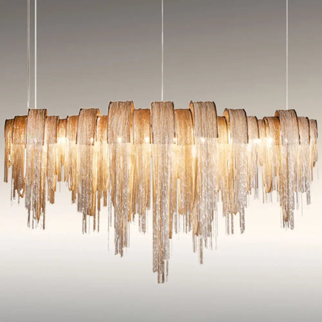 Postmodern Aluminum Tassel Pendant Lighting With 10 Bulbs - Island Ceiling Light