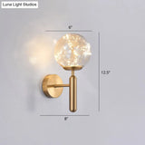 Postmodern Ball Led Starry Wall Sconce With Glass Shade - Bedroom Lighting