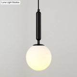 Postmodern Black/Gold Ball Pendant Light With Clear Water/White Glass - Bedroom Down Lighting