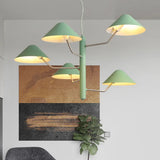 Postmodern Branch Suspension Light With Metal Cone Shades - Chandelier For Dining Room (3/5 Lights