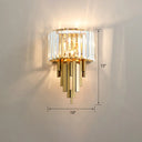 Postmodern Brass Sticks Wall Sconce: Crystal 2-Light Mount Fixture / 15