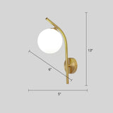 Postmodern Brass Wall Sconce: White Glass Geometric Lighting For Living Room / Gooseneck