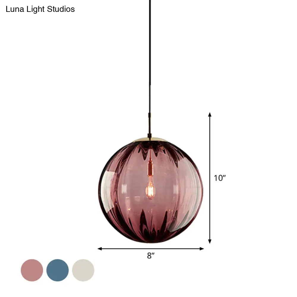 Postmodern Ceiling Pendant Lamp With Glass Pendulum In Blue/Smoke Grey/Purple Black Finish