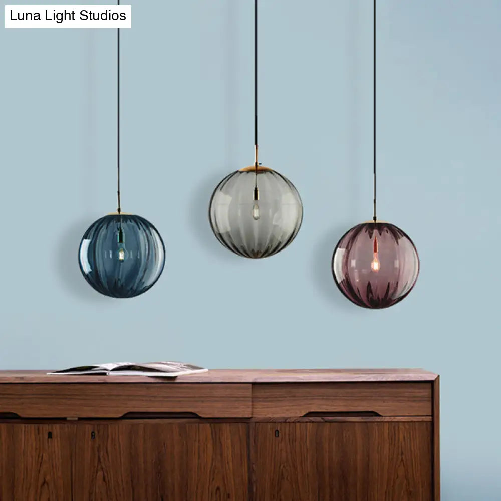 Postmodern Ceiling Pendant Lamp With Glass Pendulum In Blue/Smoke Grey/Purple Black Finish