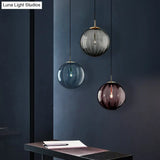 Postmodern Ceiling Pendant Lamp With Glass Pendulum In Blue/Smoke Grey/Purple Black Finish
