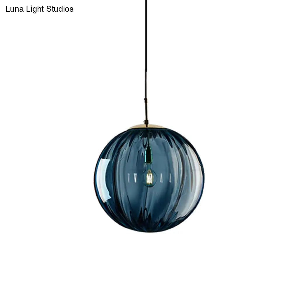 Postmodern Ceiling Pendant Lamp With Glass Pendulum In Blue/Smoke Grey/Purple Black Finish
