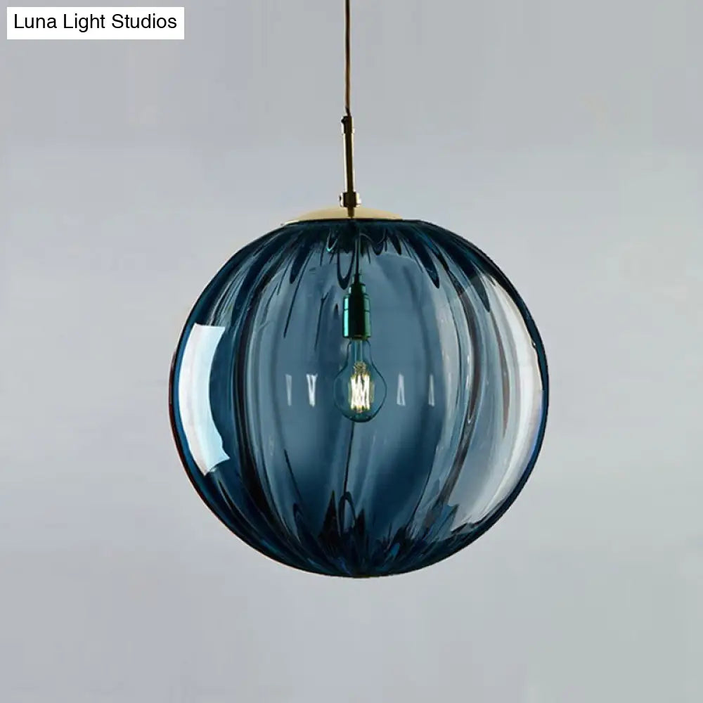 Postmodern Ceiling Pendant Lamp With Glass Pendulum In Blue/Smoke Grey/Purple Black Finish