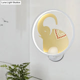 Postmodern Circular Metallic Mural Lamp: Led Elephant Wall Lighting Fixture In