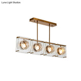 Postmodern Clear Crystal Gold Hanging Kitchen Island Light