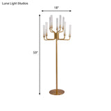 Postmodern Clear Glass Stand Up Lamp With 9-Bulb Tree Design - Gold Finish Led Floor Standing Light
