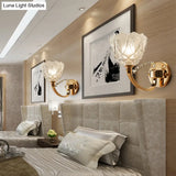 Postmodern Clear Glass Wall Mount Sconce Light With Crystal Accent - Gold Finish
