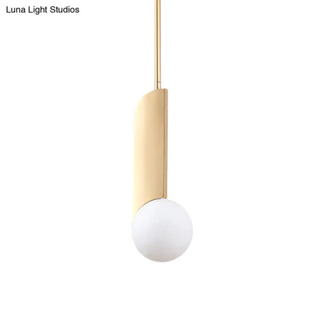 Postmodern Cream Glass Ball Pendant Lamp With Gold Suspension - Dining Table Lighting