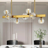 Postmodern Crystal Ball Pendant - Gold Branch Design | 7-Light Island Lighting For Dining Room