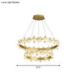 Postmodern Crystal Ceiling Pendant Chandelier In Gold With Led Warm/White Light - Dining Room