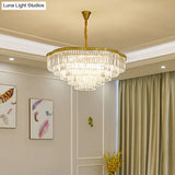 Postmodern Crystal Prism Chandelier Light - Brass Pendant Lamp For Dining Room