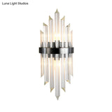 Postmodern Crystal Rod Sconce - 2 Head Half-Cylinder Wall Light For Living Room