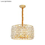 Postmodern Cylinder Hanging Chandelier Crystal And Metal 6 Lights For Dining Room