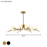 Postmodern Frosted Glass 18-Head Chandelier Lamp Pendant For Dining Room In Black/Gold