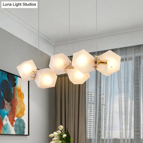 Postmodern Geometric Frosted Glass 6/8/10 Head Gold Hanging Chandelier for a Stylish Lighting Solution Pendant Lighting