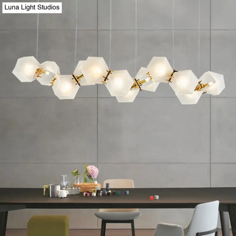 Postmodern Geometric Frosted Glass 6/8/10 Head Gold Hanging Chandelier for a Stylish Lighting Solution Pendant Lighting