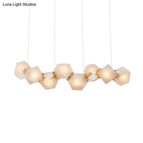 Postmodern Geometric Frosted Glass 6/8/10 Head Gold Hanging Chandelier for a Stylish Lighting Solution Pendant Lighting