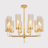 Postmodern Glass Brass Finish Chandelier For Living Room 10 / Tan