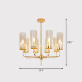 Postmodern Glass Brass Finish Chandelier For Living Room 8 / Tan