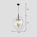 Postmodern Glass Orbit Globe Pendant Light Chandelier With 3 Bulbs Illuminate Your Restaurant Clear