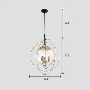 Postmodern Glass Orbit Globe Pendant Light Chandelier With 3 Bulbs Illuminate Your Restaurant Clear